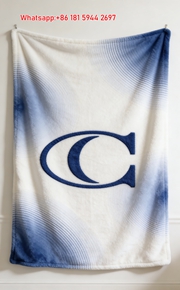 Coach Blue C Monogram Flannel Throw Blanket for Couch C300